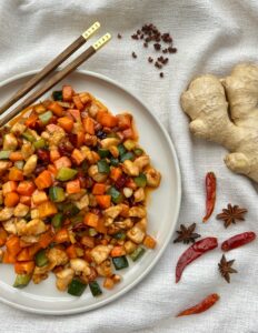 Tex Mex Chicken and Zucchini recipe placed on a plate