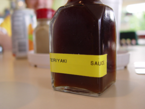 Teriyaki Sauce Placed in a transparent bottle